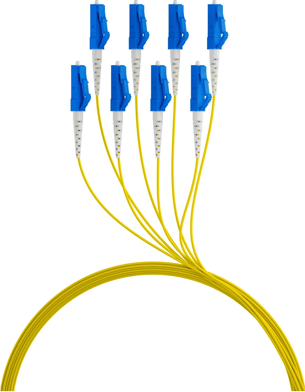 Kabëll fibër optike EFB Elektronik U-DQ(ZN)BH OS2 8x LC-LC, 10m, LSZH, G657A1, zi/verdhe/kaltër