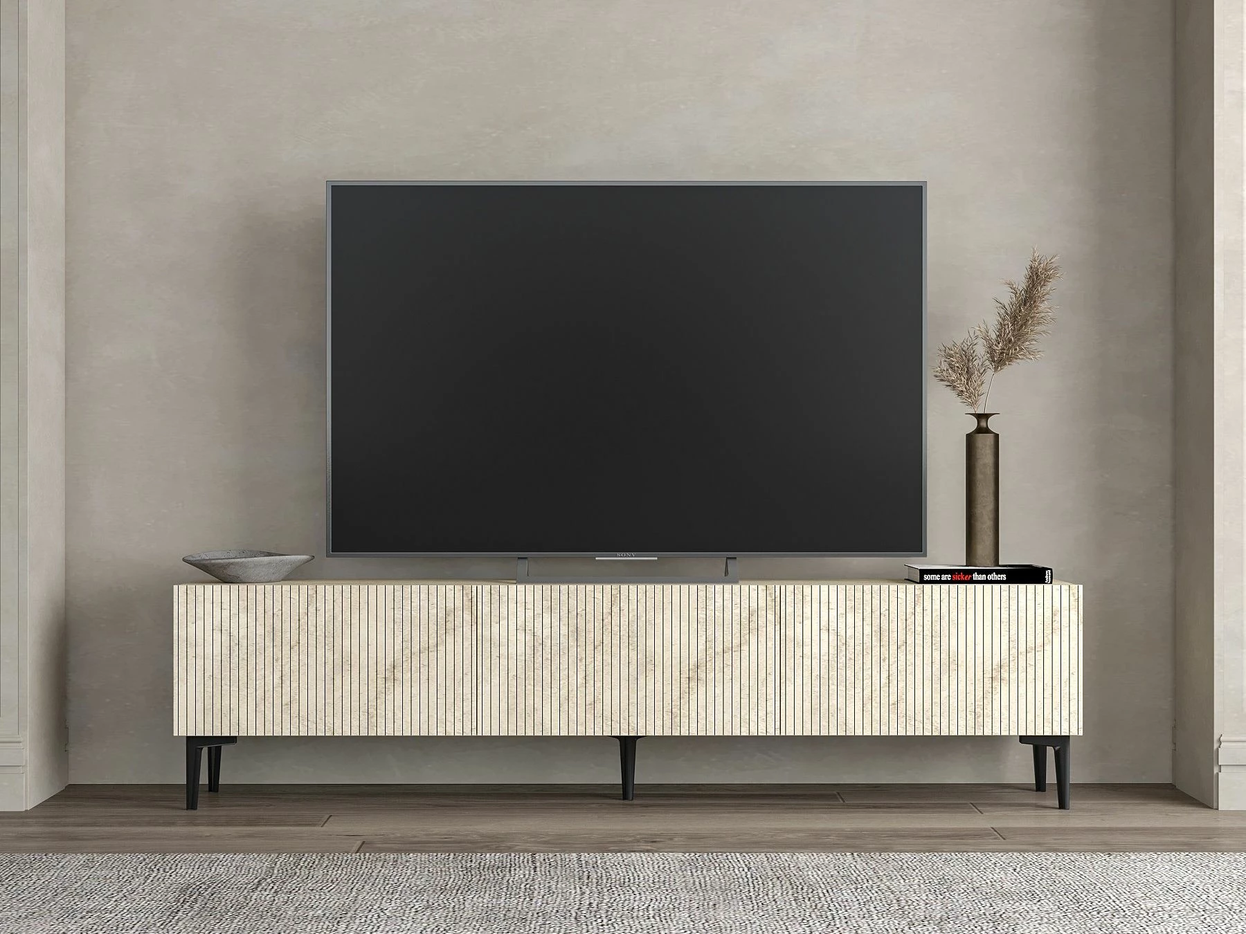 Komodë TV Skye Decor, ngjyrë travertin, Oscar