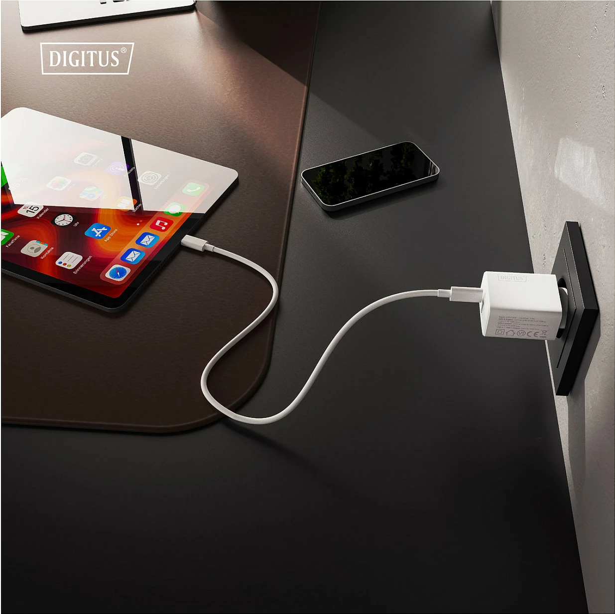 Karikues muri Digitus USB GaN 30W, 1x USB-C + 1x USB-A, i bardhë