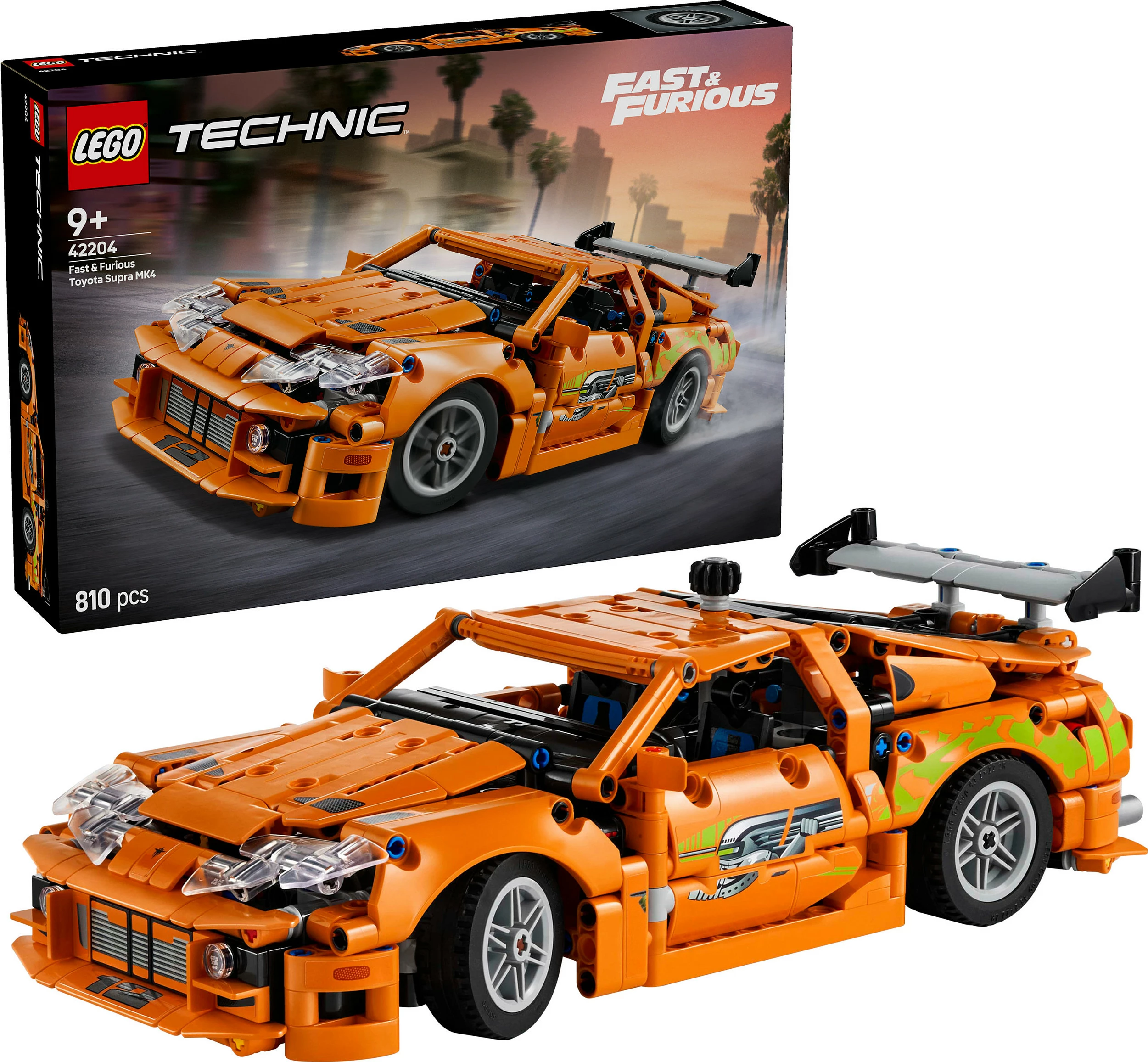 Set ndërtimi LEGO Fast and Furious Toyota Supra MK4, 810 pjesë, plastikë, shumëngjyrësh