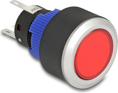 Switch me shtypje DeLOCK 22mm, LED e kuqe, 230V 3A, IP60, kuqe/argjendtë
