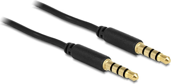 Kabllo AUX DeLOCK 83436, 3.5mm mashkull-mashkull, 2 m, TRRS 4-pin, e zezë