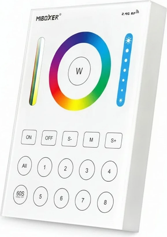 Panel kontrolli LED Miboxer Mi-Light RGB+CCT, 8 zona, RF 2.4GHz, i bardhë