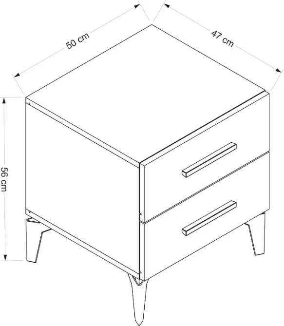 Komodinë Hanah Home, Kale, e bardhë, 50x56x47 cm