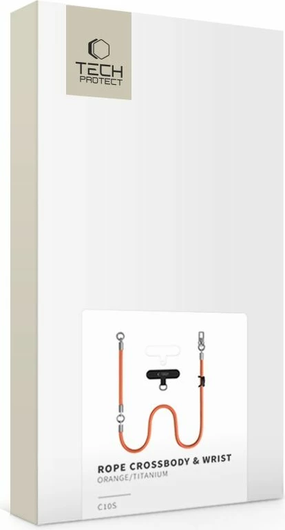 Rrip litar për Celular Tech-Protect C10S Rope Crossbody & Wrist 114 cm + 31 cm, set 2 copë, portokalli