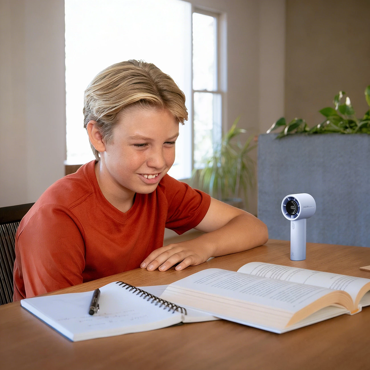 Ventilator dore Jisulife Handheld Fan 10S, bateri 5000mAh, USB-C, 5 nivele, ekran LED, blu