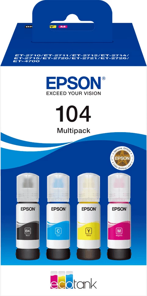 Bojë printeri Epson 104 / C13T00P640 65 ml BK, C, M, Y Multipack