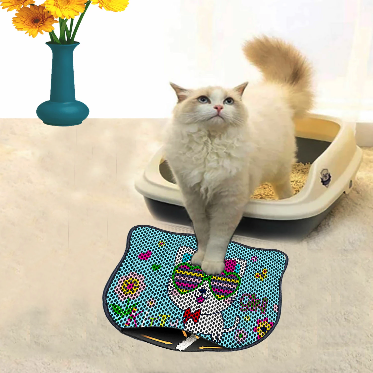 Tapet për rërë mace, shumëngjyrësh, Paws & Whiskers, Kdkafa0048, 40x50cm