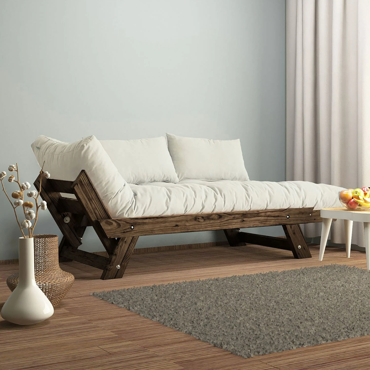 Divan për kopsht, dy vende, Skye Decor, CPT8128-210, ngjyrë arre dhe e bardhë