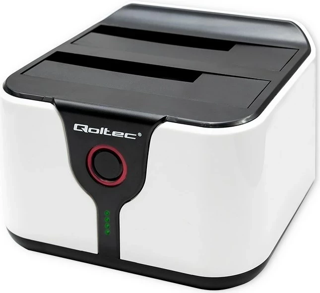 Stacion docking Qoltec 50309, HDD SSD 2.5" 3.5", USB 3.0, Bardhë