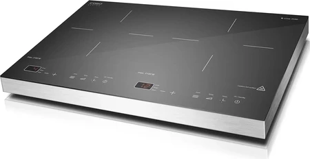Pllakë induksioni CASO S-Line 3500 3500W dy-zonëshe Sensor-Touch, e zezë/inoks