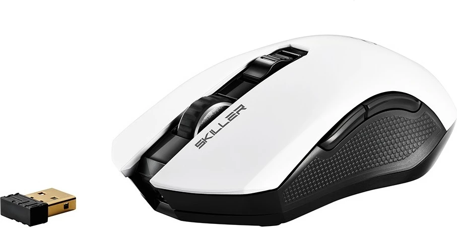 Maus SHARKOON SKILLER SGM3, wireless/USB, 930mAh, i bardhë