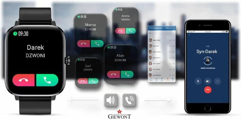 Smartwatch Giewont për femra, i zi