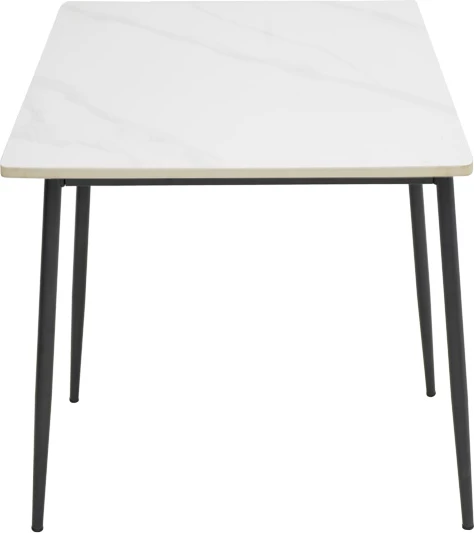 Tavolinë Gustas I, mermer i bardhë, këmbë metalike të zeza, 120x80x76cm