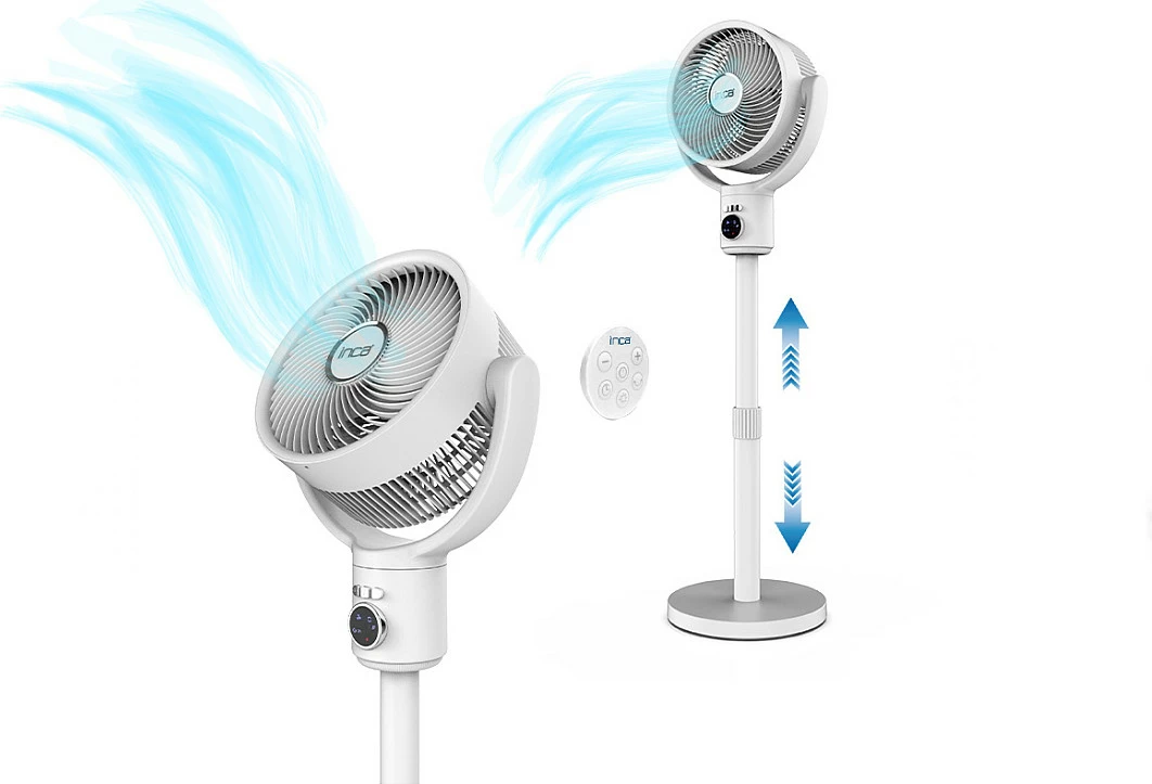 Ventilator me shtyllë INCA, me bateri, motor BLDC, 5 shpejtësi, i bardhë