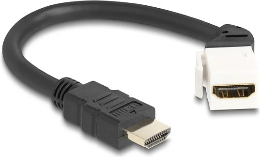 Kabllo/Modul Keystone DeLOCK HDMI mashkull në HDMI femër 45°, 0.2 m, 8K 60Hz, zezë/bardhë