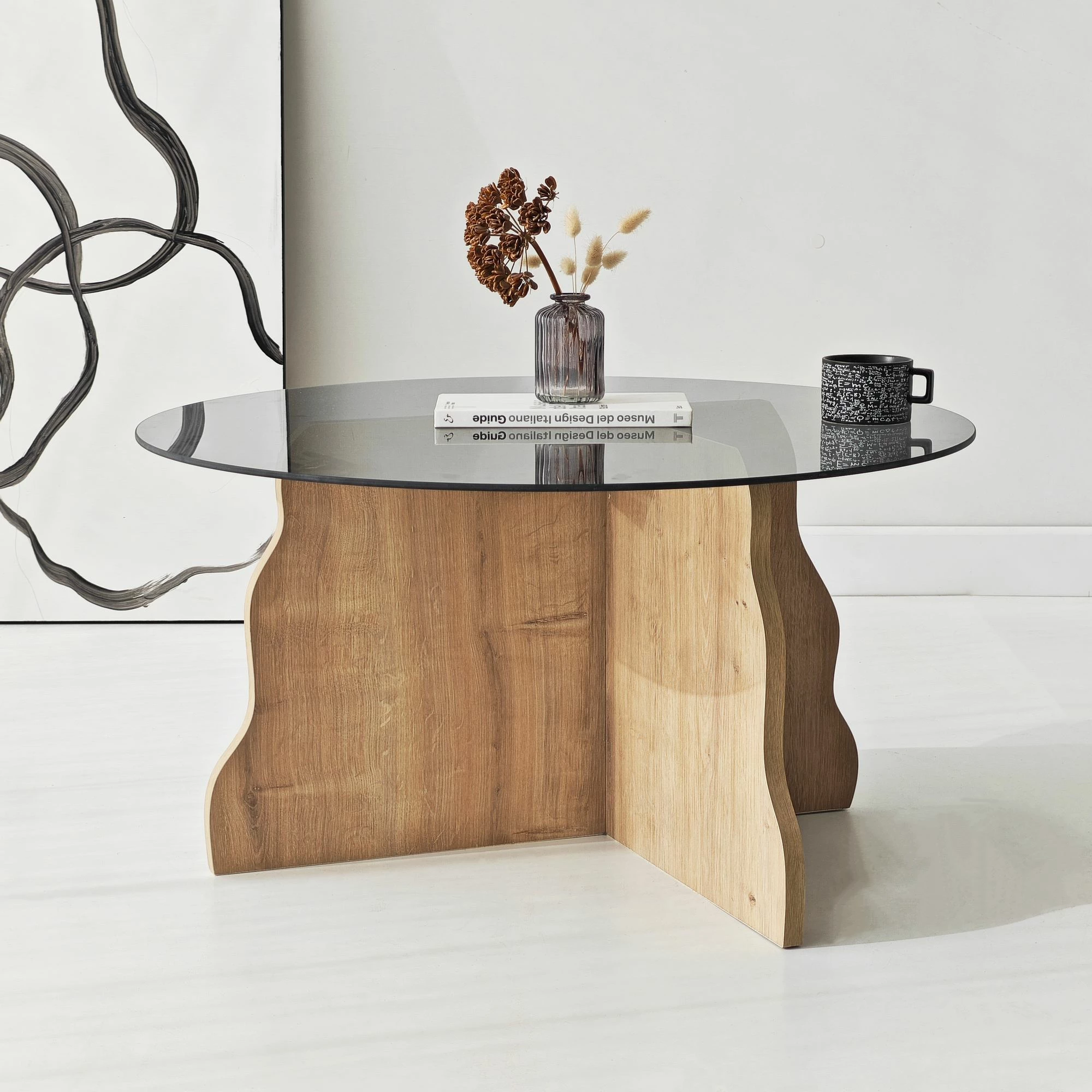 Tavolinë kafeje Skye Decor, Butterfly, ngjyrë lis safir, fume