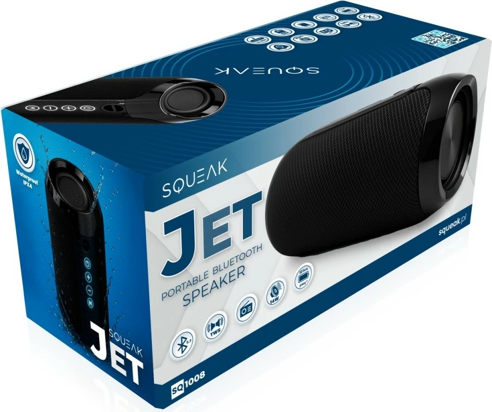 Altoparlant Bluetooth portabël, SQUEAK Jet SQ1008, 14W, Bluetooth 5.3, USB-C, mono, i zi
