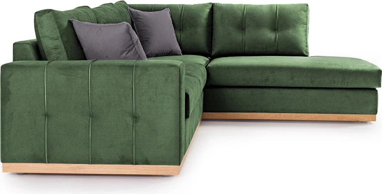 Divan qoshe Boston qoshe e majtë, material, ngjyrë jeshile e errët-gri e errët, 280x225x90cm