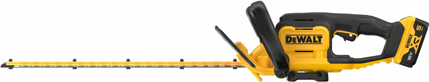 Gërshërë akumulatorike për gardh Dewalt DCMHT562P1 18V XR, 55 cm, 19 mm, set 1x 5Ah + karikues, verdhë/zezë