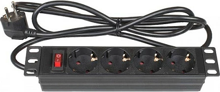 PDU rack 19" GoodConnections 1U, 4 prizë, 1.8 m, 16A, 3500W, e zezë