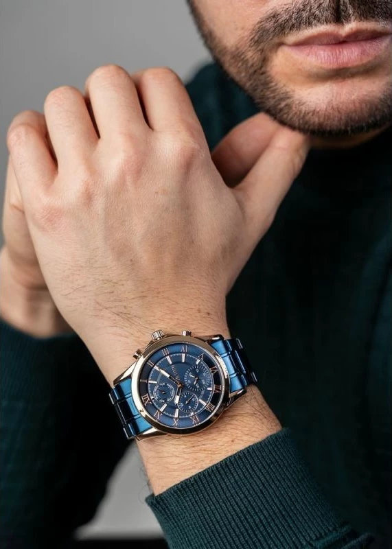 Orë dore për meshkuj Paul Lorens, bakri/navy blue