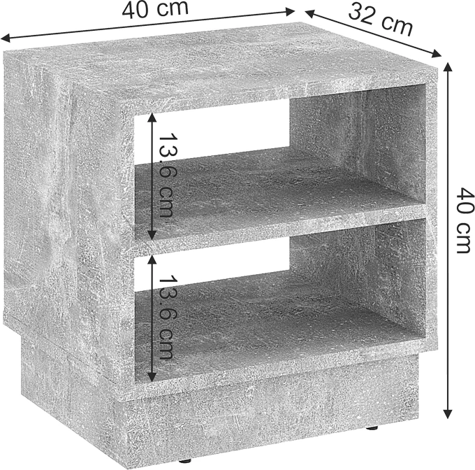 Komodinë nate Mason melaminë ngjyrë mermeri gri 40x32x40cm