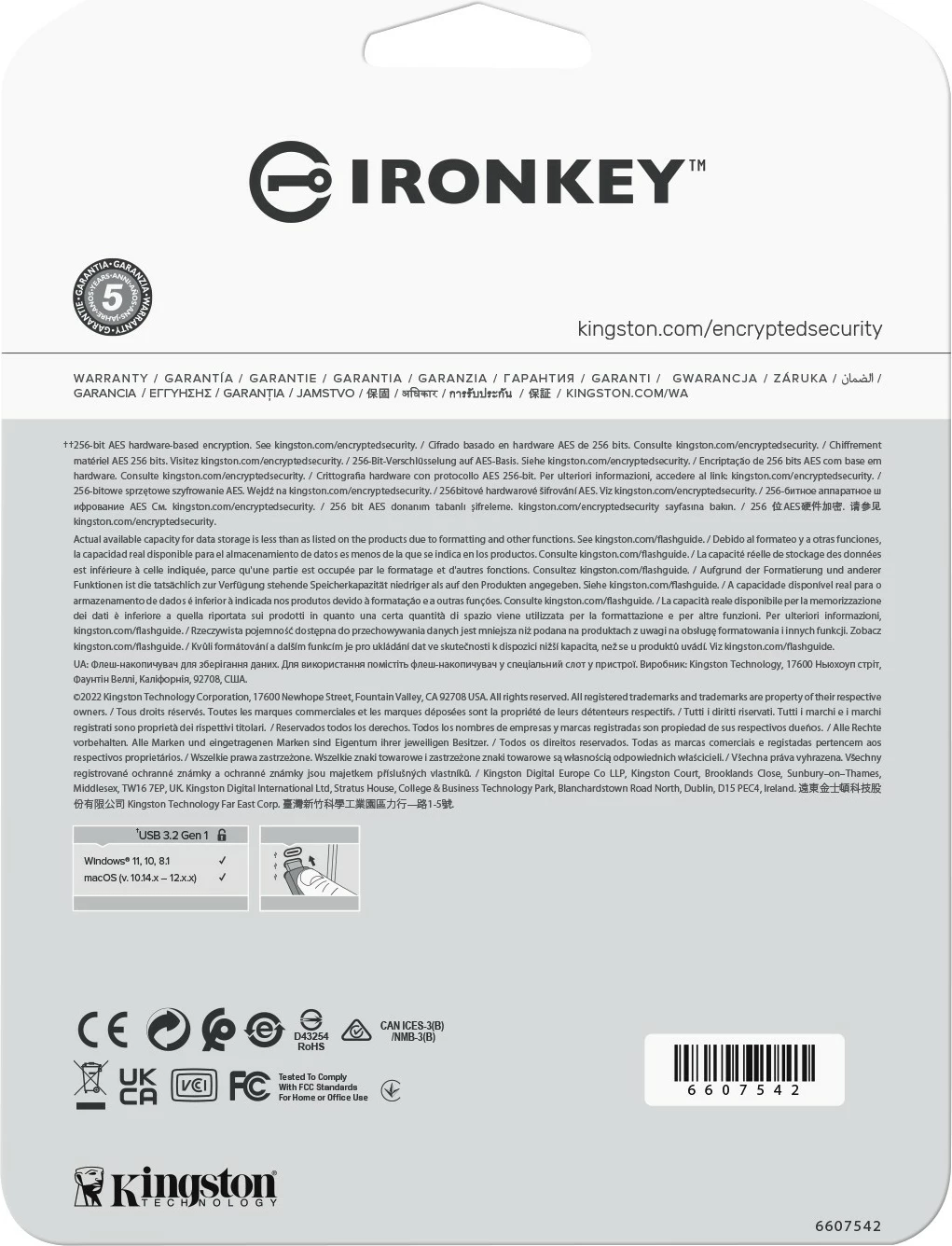 USB Kingston IronKey Vault Privacy 50 512GB, USB 3.2, zi/blu