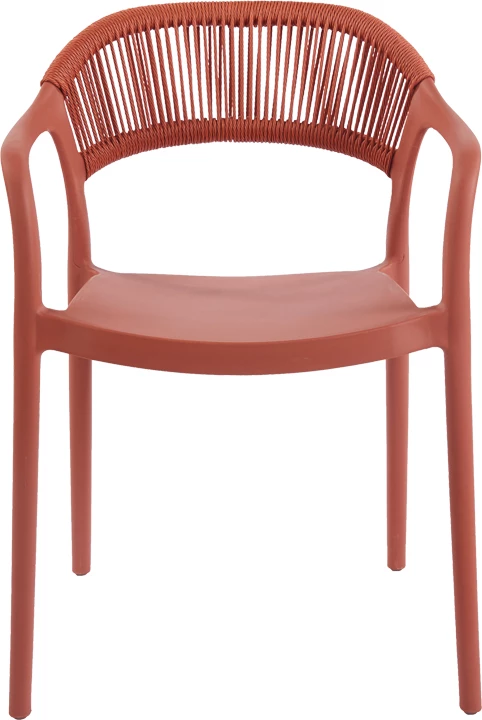 Karrige me krahë Ankara, e grumbullueshme, PP, ngjyrë terrakote, shpinë PE ratan, 54x55.5x77cm