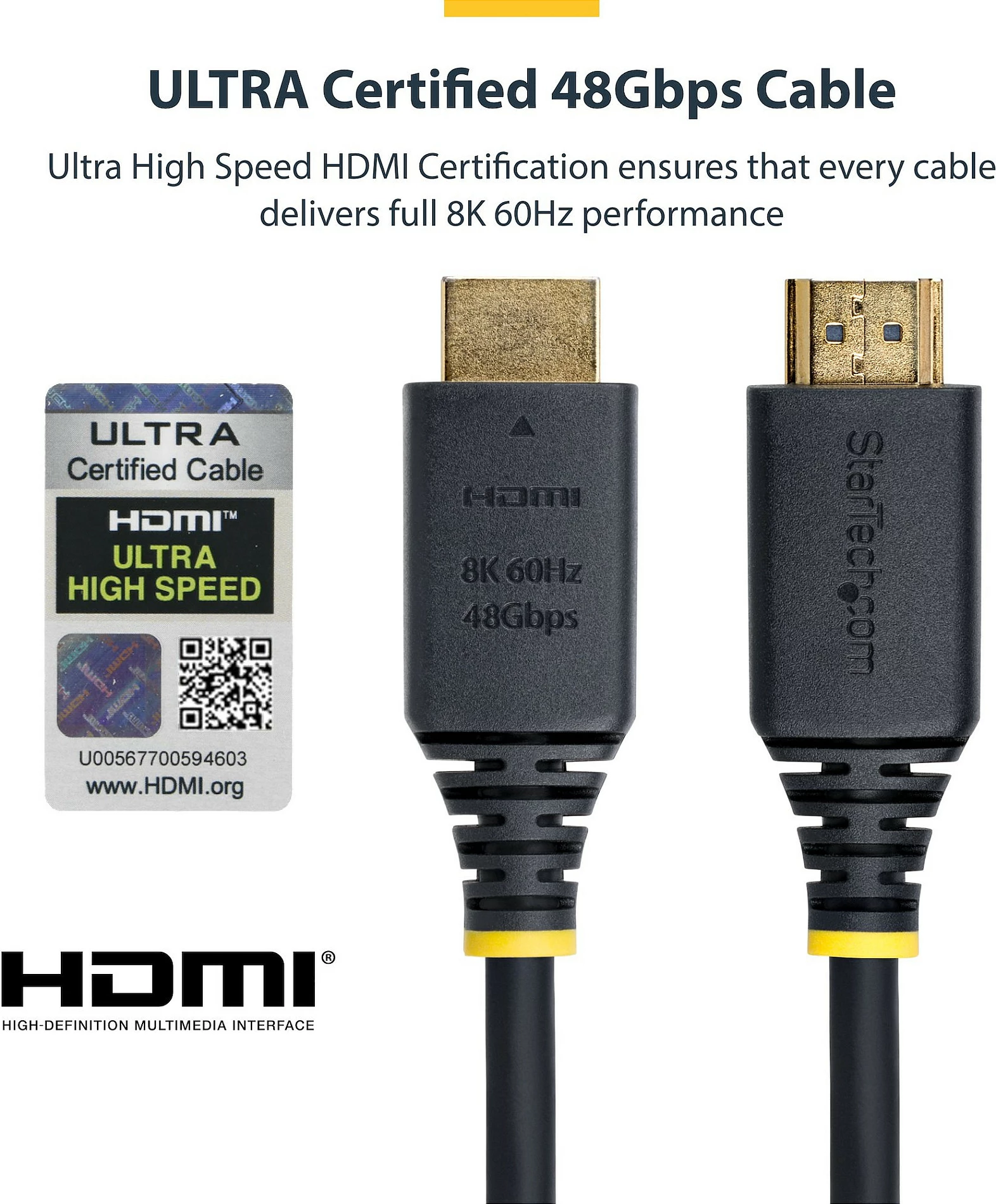 Kabllo HDMI StarTech 2m, HDMI 2.1, 8K 60Hz/4K 120Hz, 48Gbps, eARC, HDR10+, e zezë