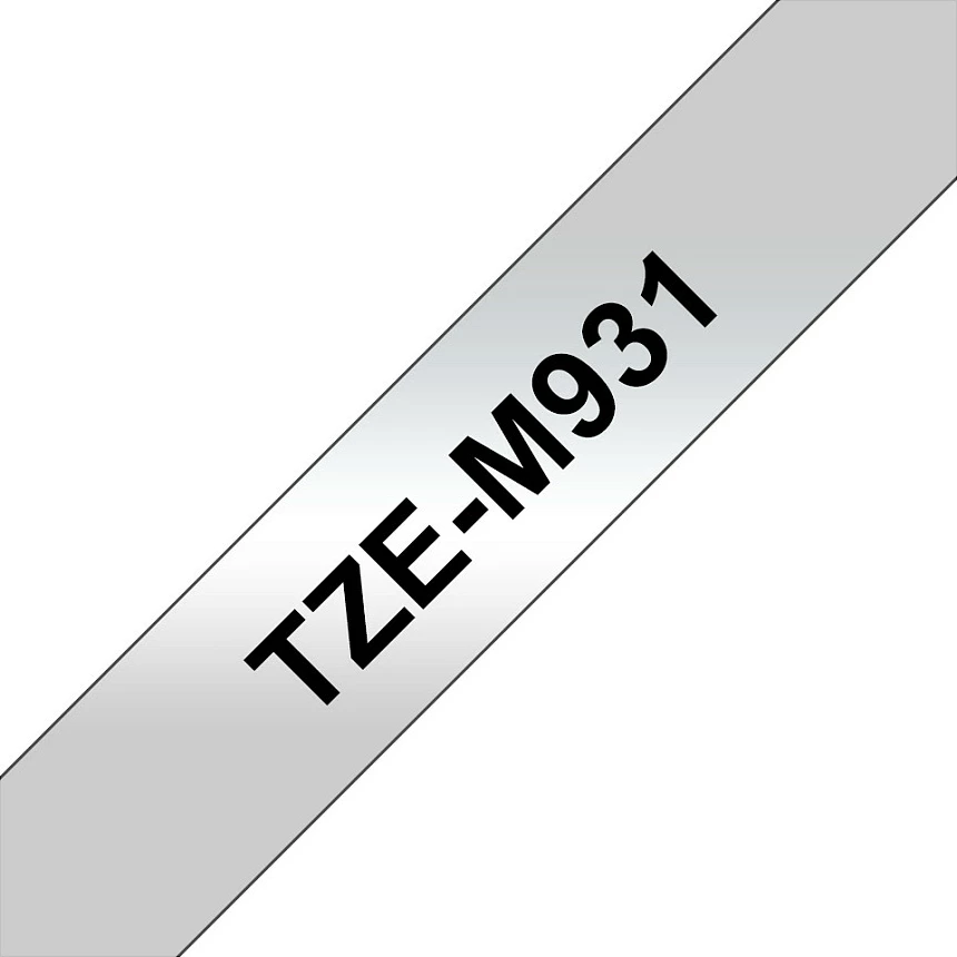 Shirit etikete Brother TZe-M931, 12 mm x 8 m, i zi në argjend