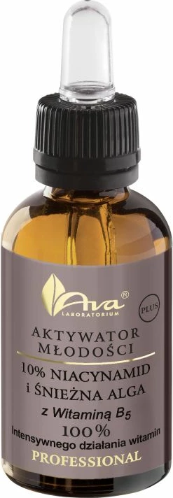 Serum për fytyrë për femra Ava Laboratorium Youth Activator PLUS 10% Niacinamide dhe Snow Algae, 30ml