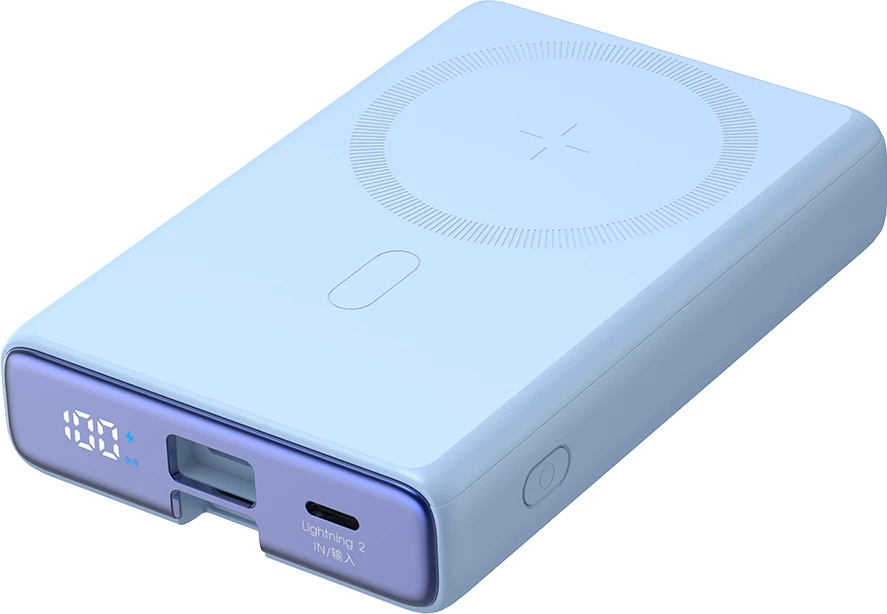 Powerbank Joyroom JR-PBM01, 10000mAh, 20W, MagSafe, me këmbë, kabllo Lightning-USB-C, Blu
