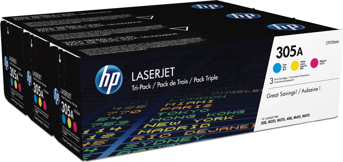 Toner HP 305A CF370AM rendiment 2600 faqe për ngjyrë, Cyan Magenta Yellow, Multipack