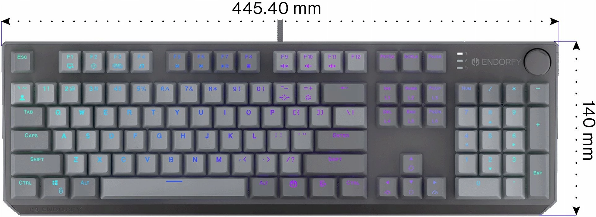 Tastierë mekanike Endorfy Thock V2 EY5A125, 100% full-size, RGB, US ANSI, switch ENDORFY Red, gri, set me 2 switch rezervë