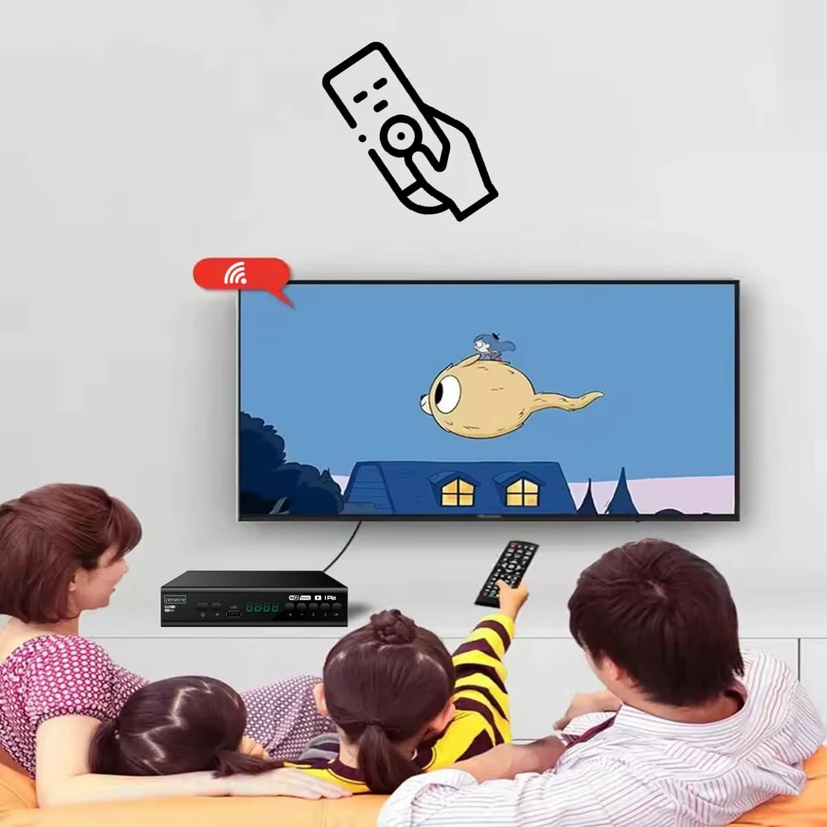 Dekoder DVB-T2 Zenwire 001 H.265/HEVC Full HD, i zi, set me telekomandë