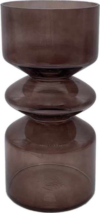Vazo dekorative prej qelqi, ngjyrë kafe, 14x14x26cm