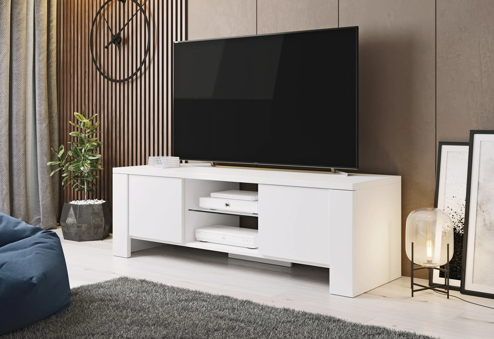 Komodinë për TV Cama West,  42/130/42, e bardhë