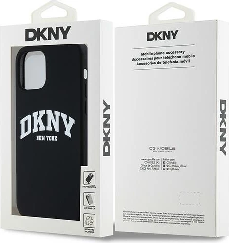 Mbështjellës DKNY Liquid Silicone me logo të bardhë, MagSafe, për iPhone 12/12 Pro, i zi