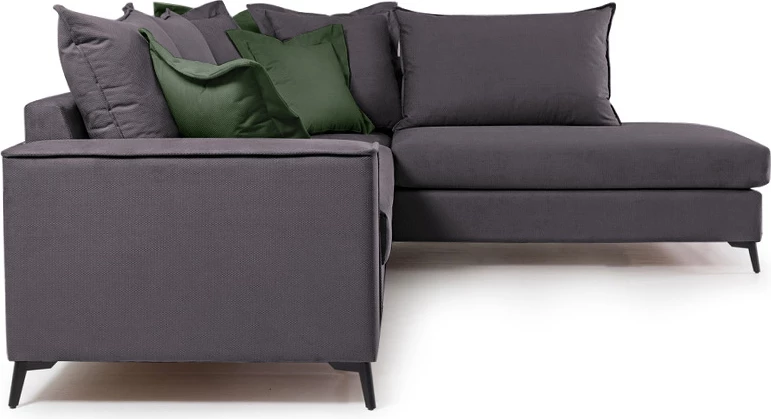 Kënd divani Romantic këndi majtë, pëlhurë ngjyrë hiri të errët - jeshile të errët, 290x235x95cm