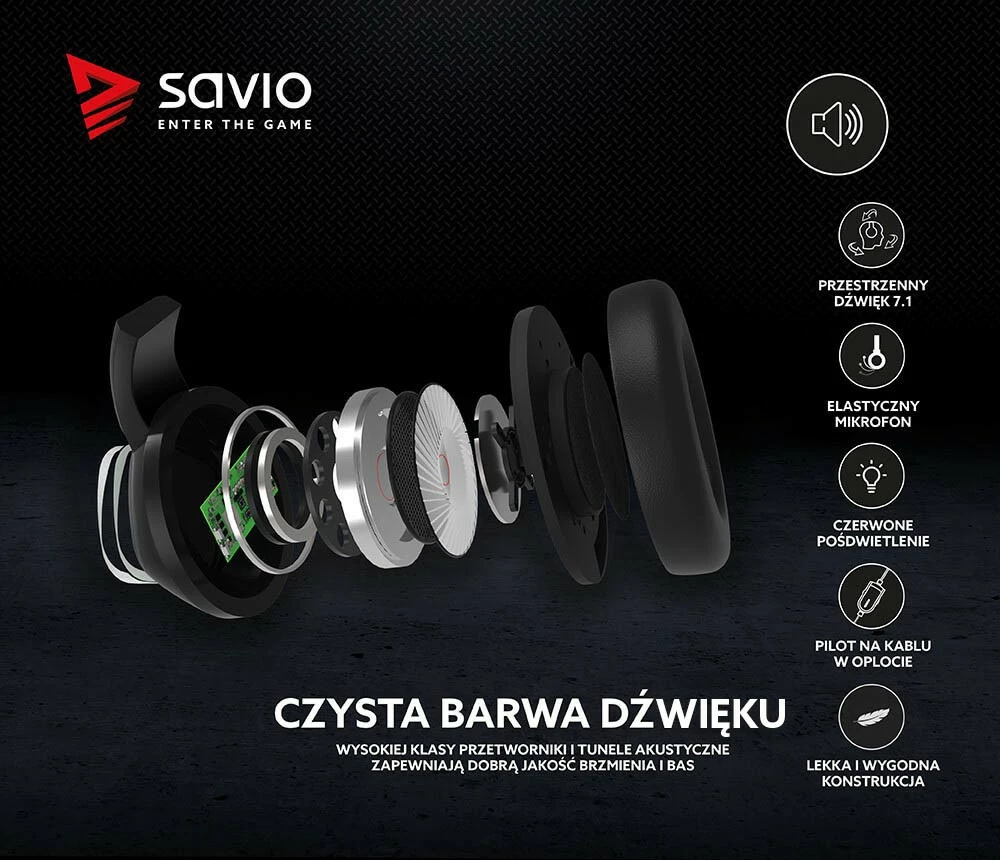 Kufje gaming Savio Vertigo me mikrofon, Surround 7.1, USB, të zeza