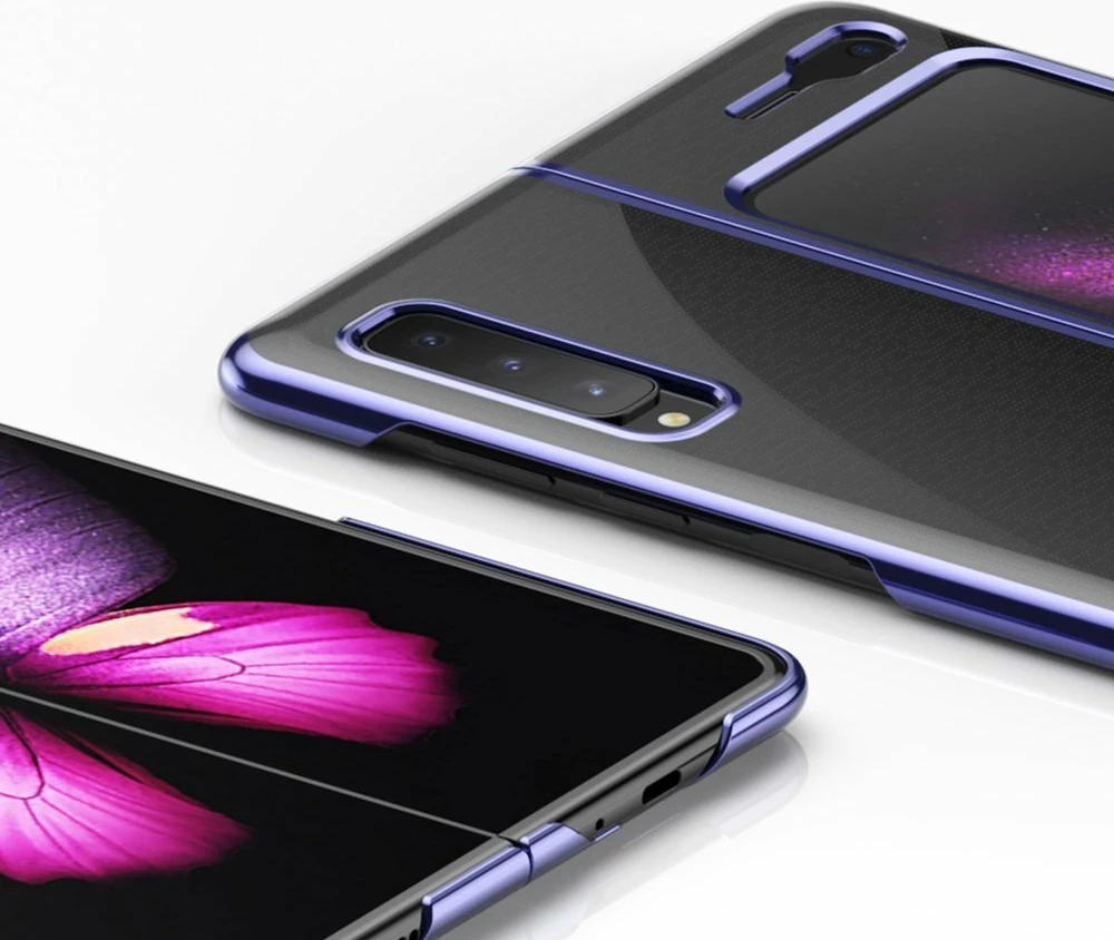 Mbështjellës Hurtel për Samsung Galaxy Fold, hard case, ultraihollë, kornizë elektroplating, Blu
