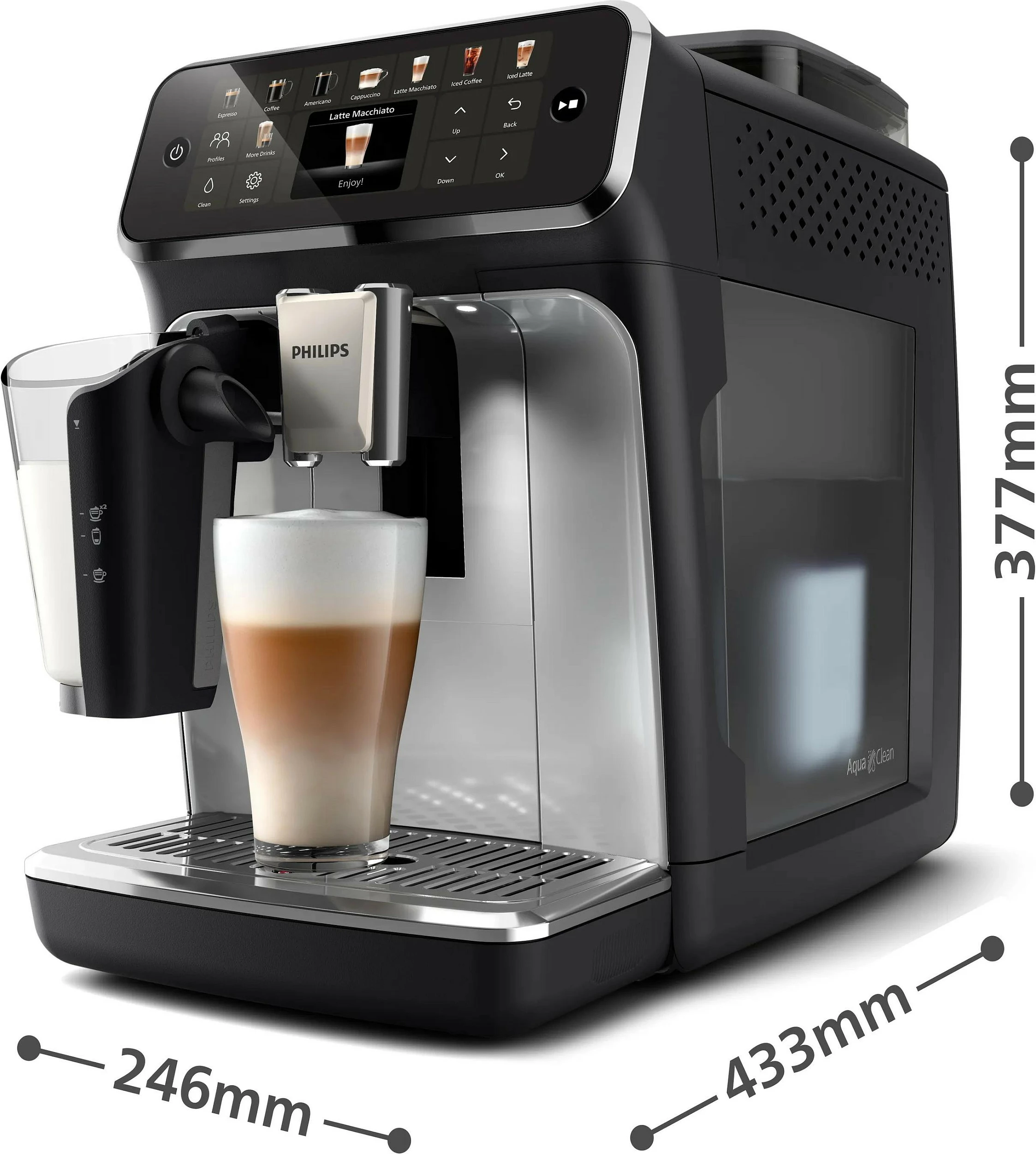 Aparat kafeje automatik Philips Series 5500 EP5546/70, LatteGo, argjend/e zezë
