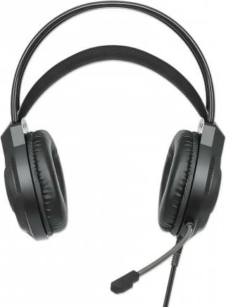 Kufje gaming MANHATTAN RGB LED, USB, over-ear, me mikrofon, e zezë