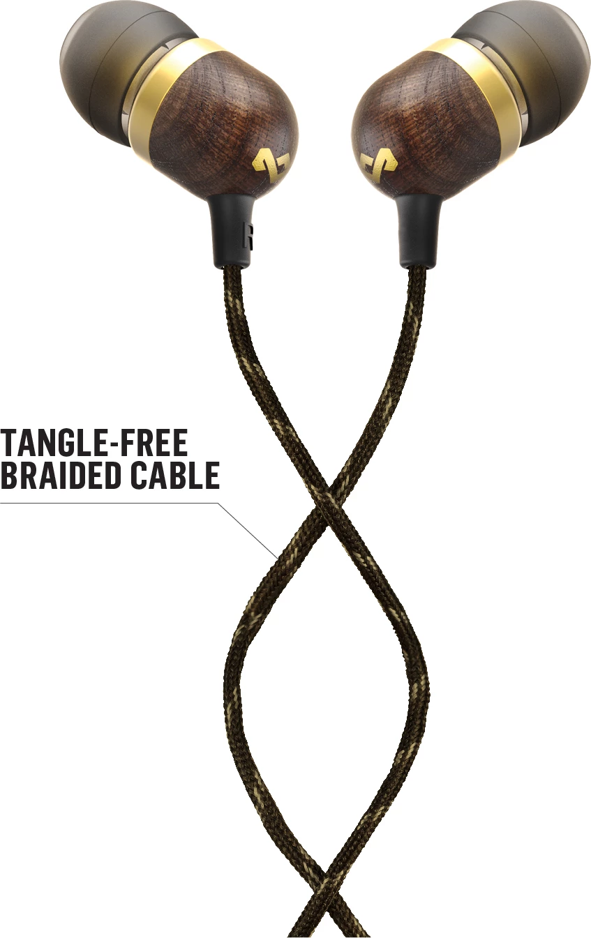 Kufje House of Marley Smile Jamaica me kabllo 3.5mm, mikrofon inline, Brass