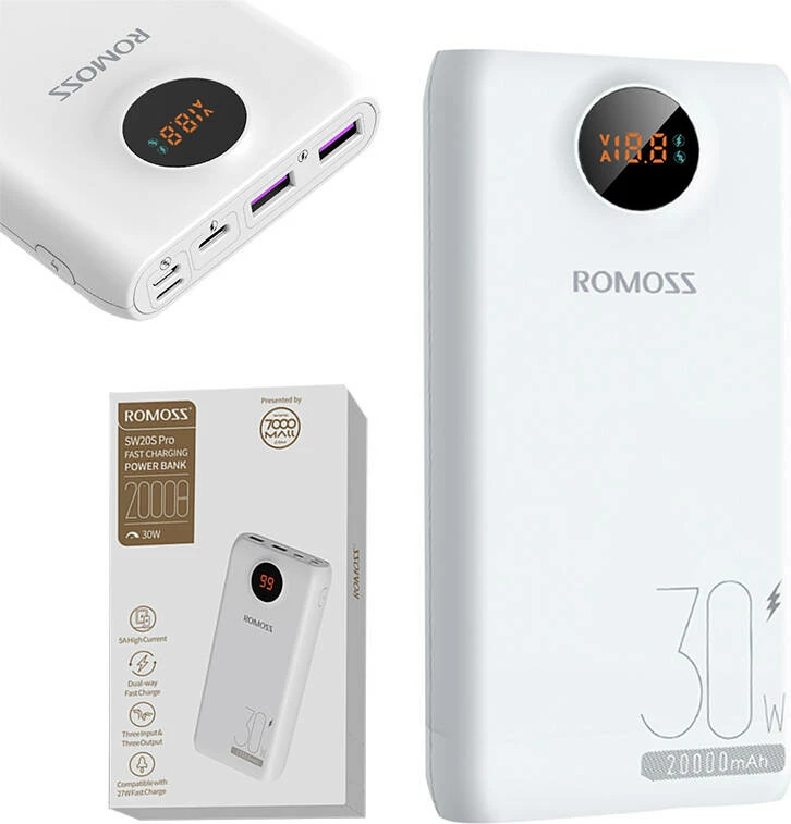 Powerbank Romoss SW20S Pro 20000mAh, 30W, bardhë