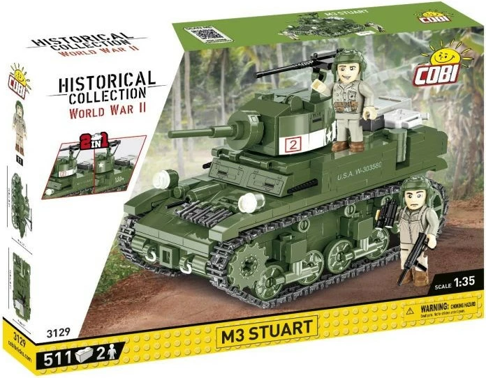 Set blloqesh Cobi Klocki M3 Stuart, 511 pjesë, me 2 figurina, Jeshile