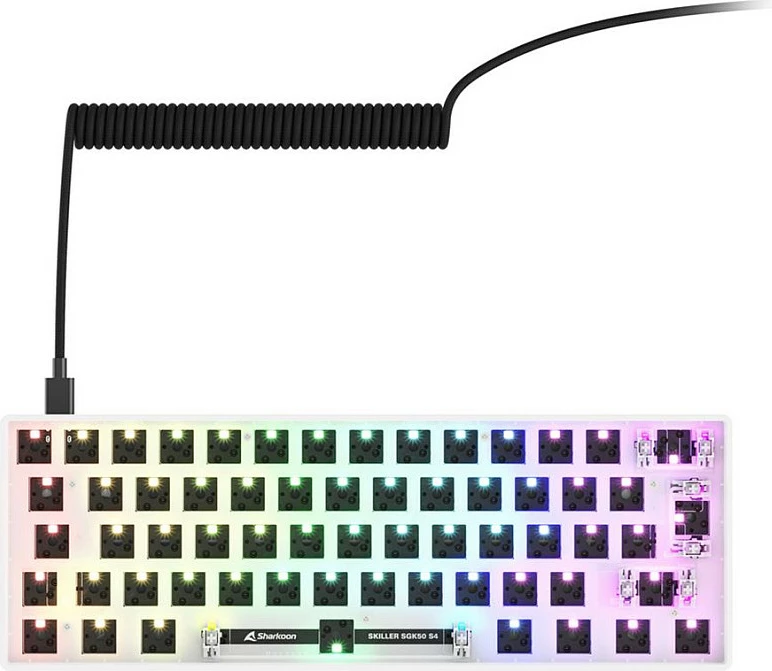 Tastierë Sharkoon SKILLER SGK50 S4, 60%, Wired USB, RGB, QWERTY (DE), e bardhë