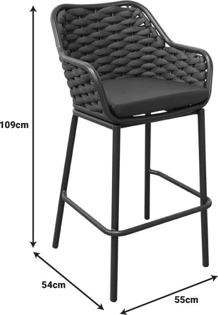 Karrige për bar Zuki alumini, e bardhë, e grumbullueshme, me jastëk, 55x54x109cm