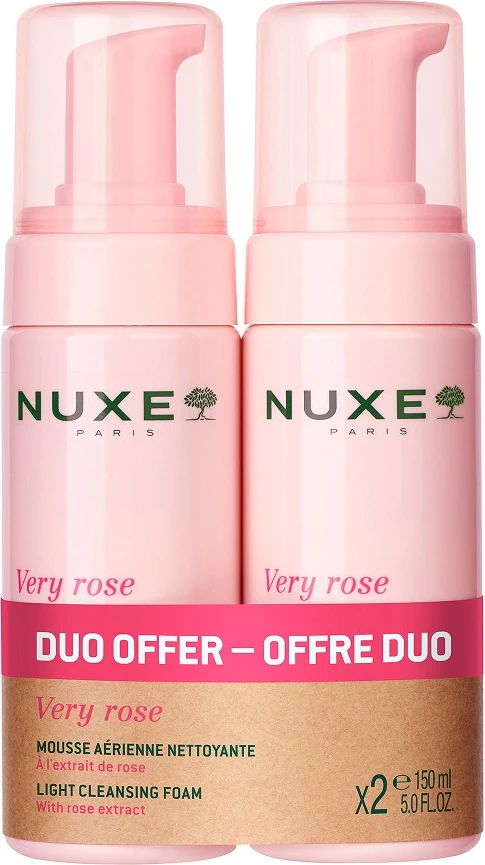 Shkumë pastruese për femra Nuxe Very Rose Cleansing Micellar Foam 2x150ml